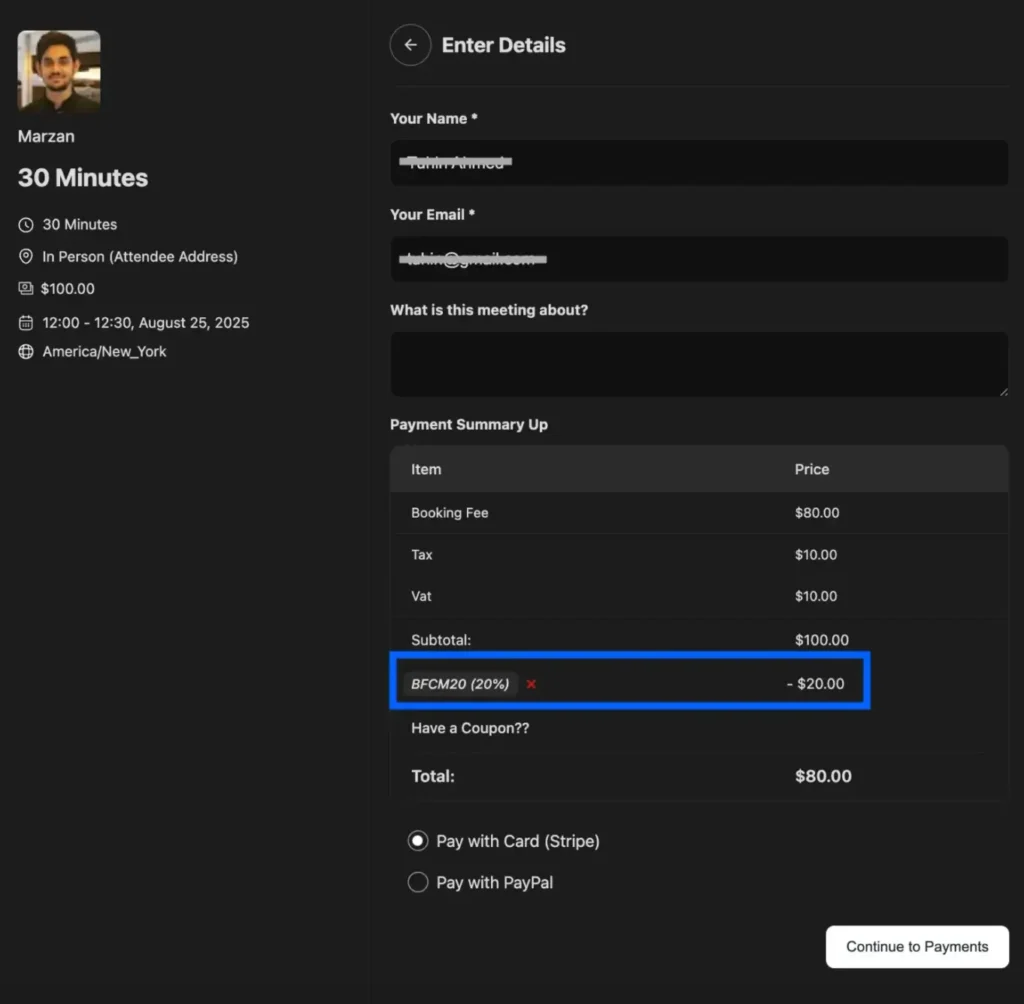 fluentbooking coupon code